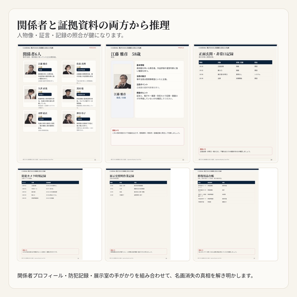 【PDF謎解き・事件捜査ゲーム】閉ざされた美術館と消えた名画|事件捜査ゲーム CASE006