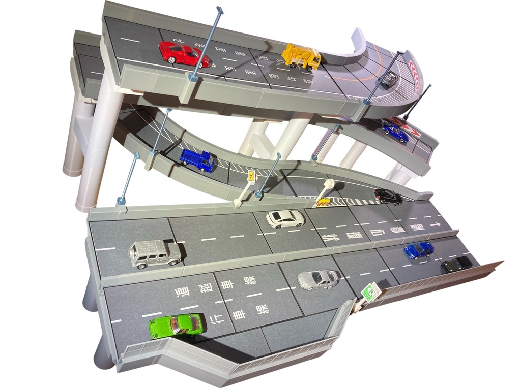 【豪華5点セット】1:64 ミニカージオラマ 立体交差スペシャルアソートセット