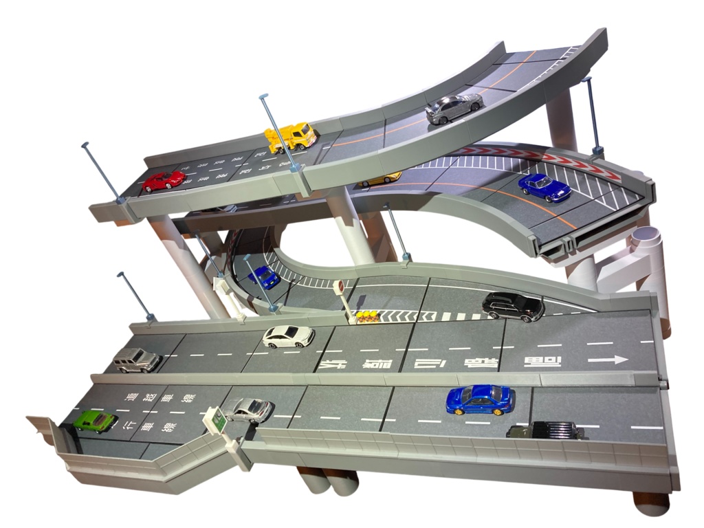 【豪華5点セット】1:64 ミニカージオラマ 立体交差スペシャルアソートセット