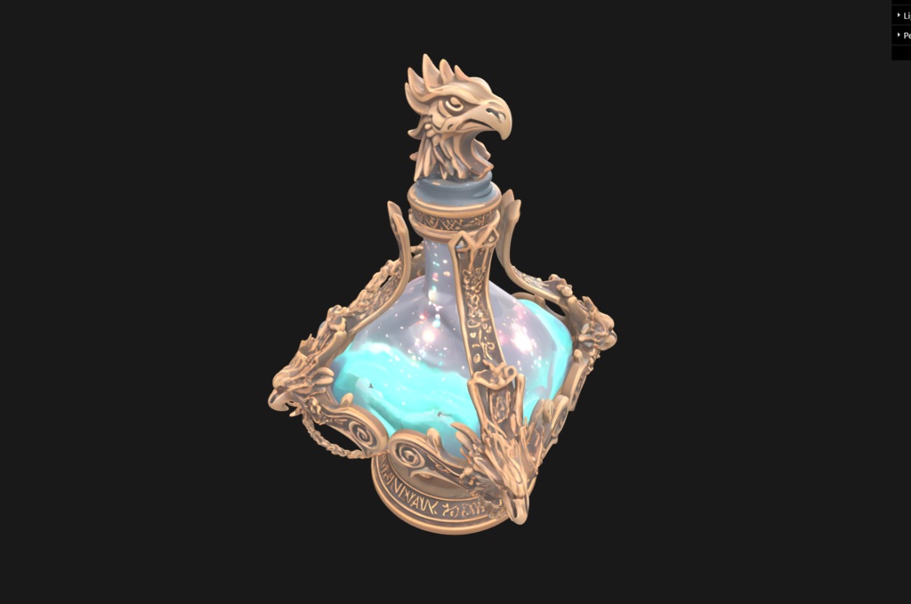 【無料】ガラスの錬金術フラスコ 3Dモデル（.glb）（AI生成）
