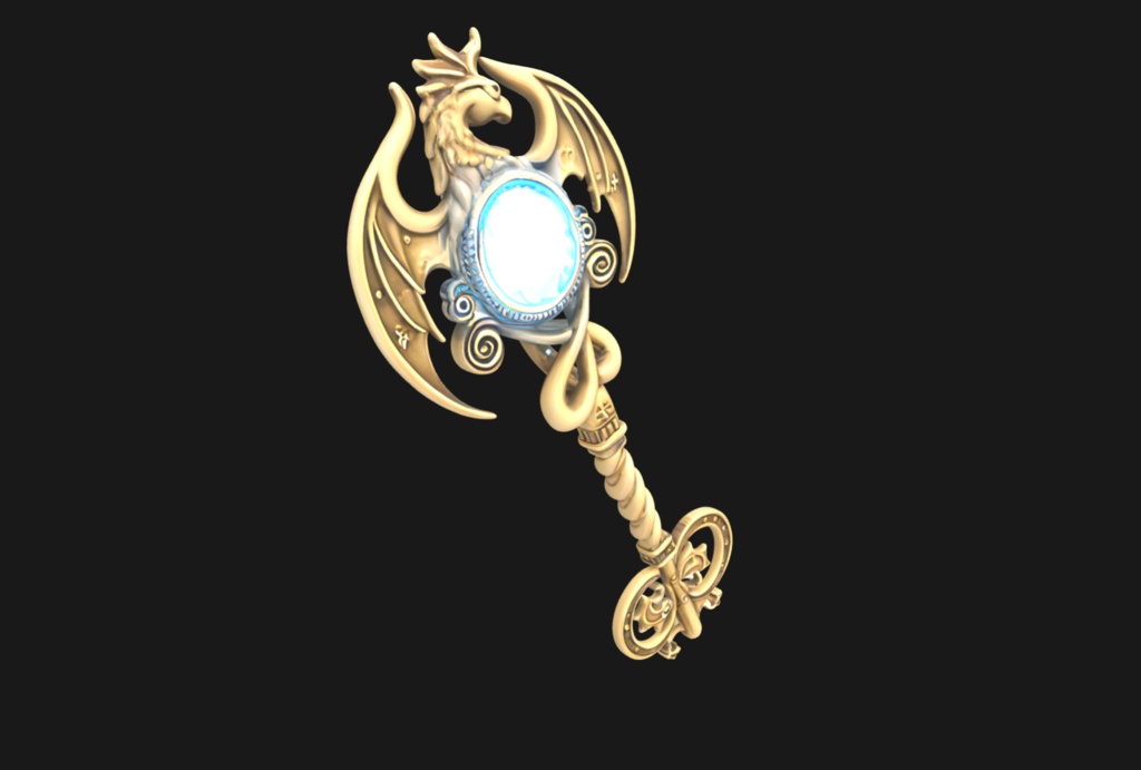 【無料】魔法のカギ 3Dモデル（.glb）（AI生成）