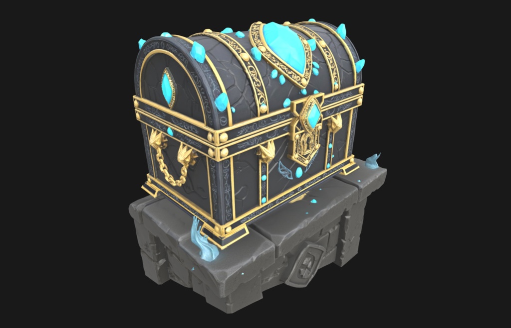 【無料】魔法の宝箱 3Dモデル（.glb）（AI生成）
