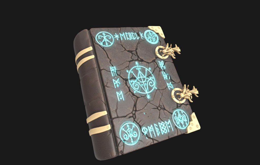 【無料】古びた魔導書3Dモデル（.glb）（AI生成）