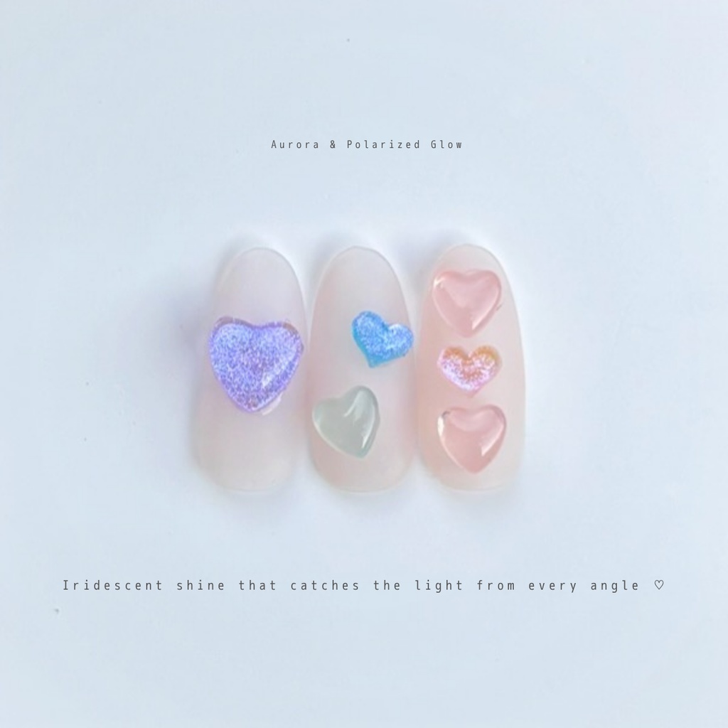 ☀️Magic UV Color Changing Heart Nail Charm Set (30+ pcs)🤍💜