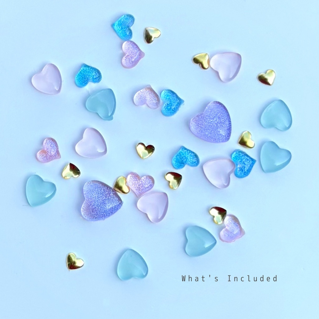 ☀️Magic UV Color Changing Heart Nail Charm Set (30+ pcs)🤍💜