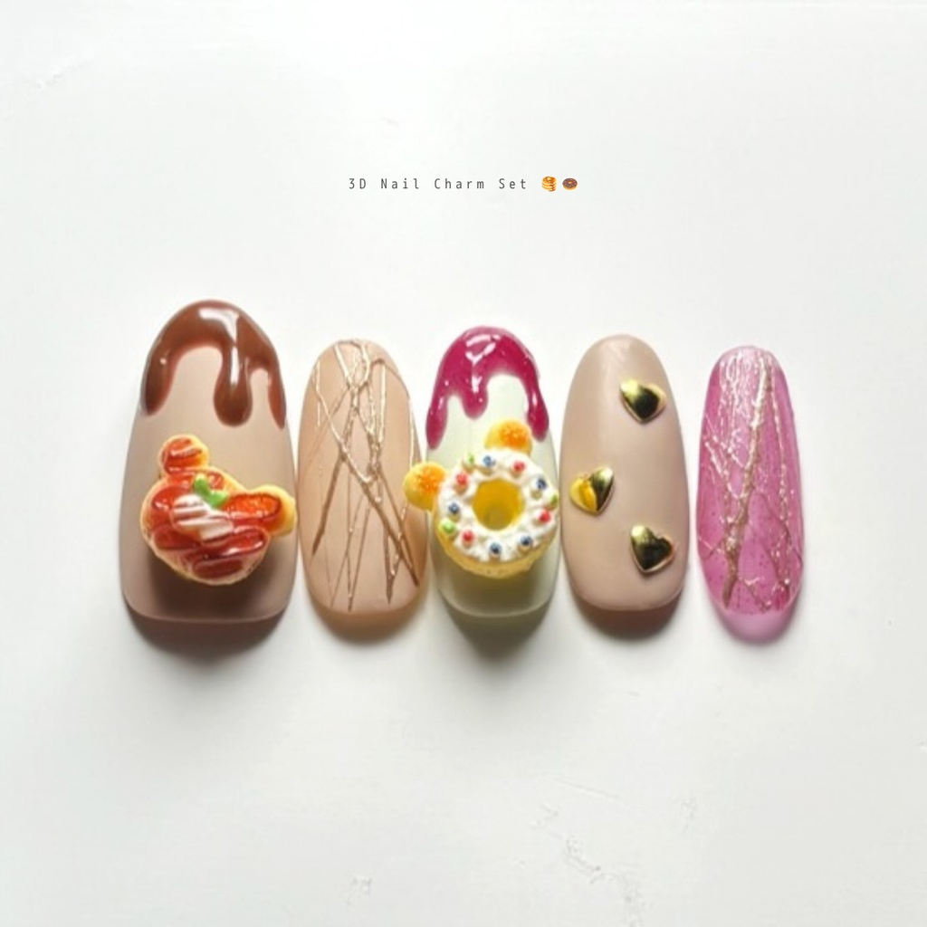 【 Bear Cafe 】 3D Nail Charm Set 🥞🍩