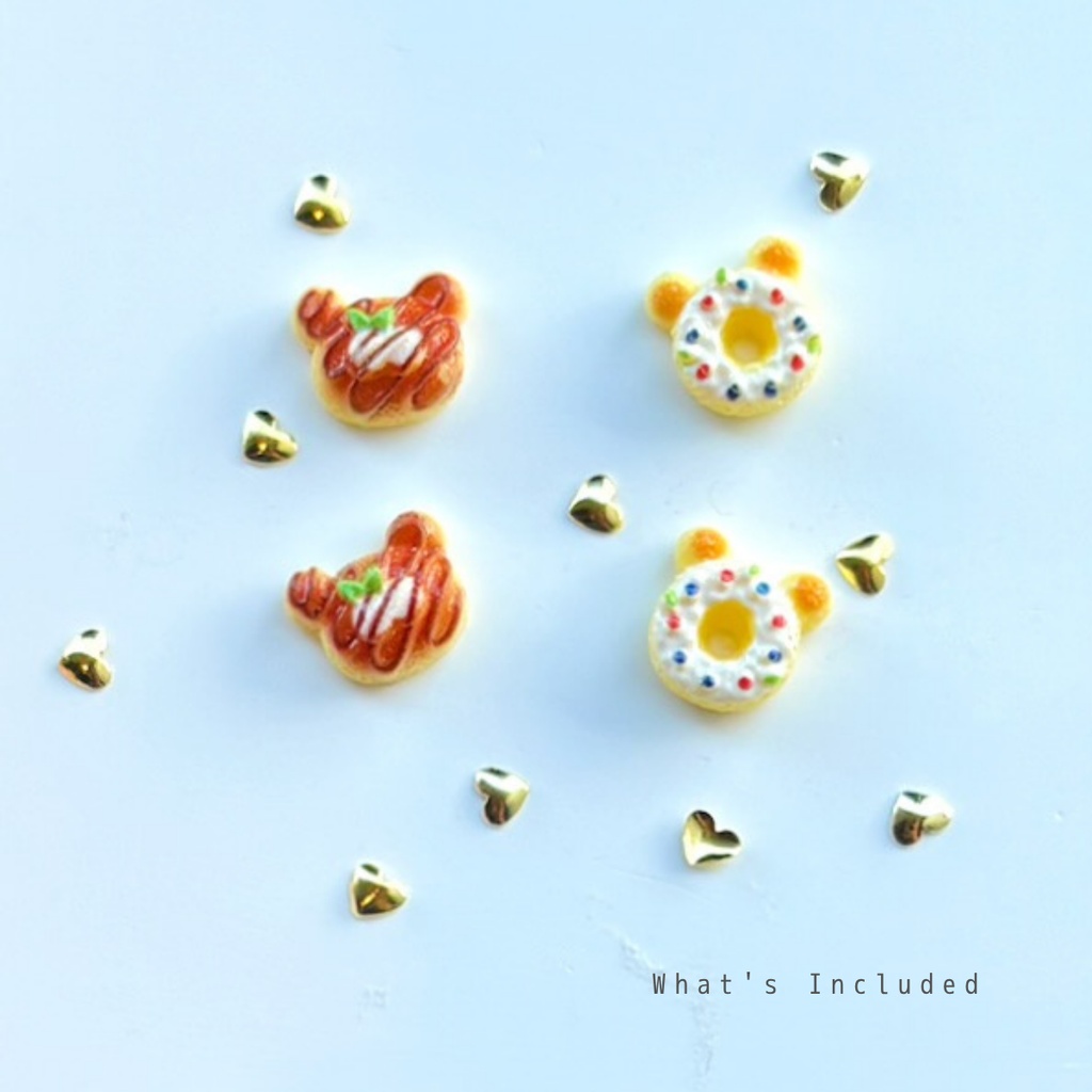 【 Bear Cafe 】 3D Nail Charm Set 🥞🍩