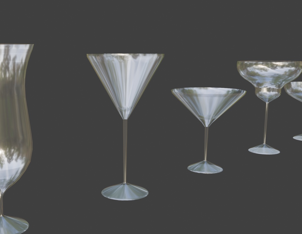 カクテルグラスのイラスト素材　blenderデータ