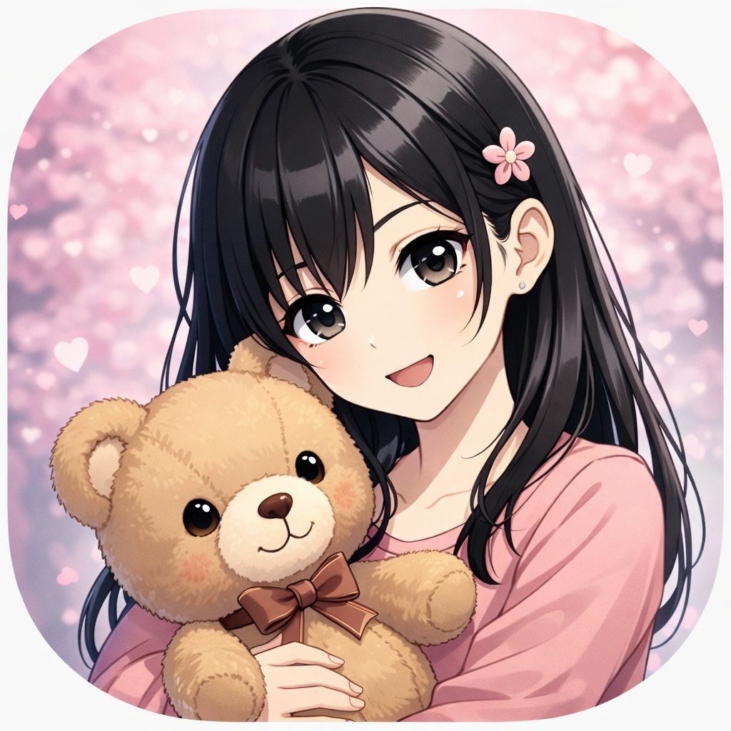 アイコン用、クマさんを抱いた少女