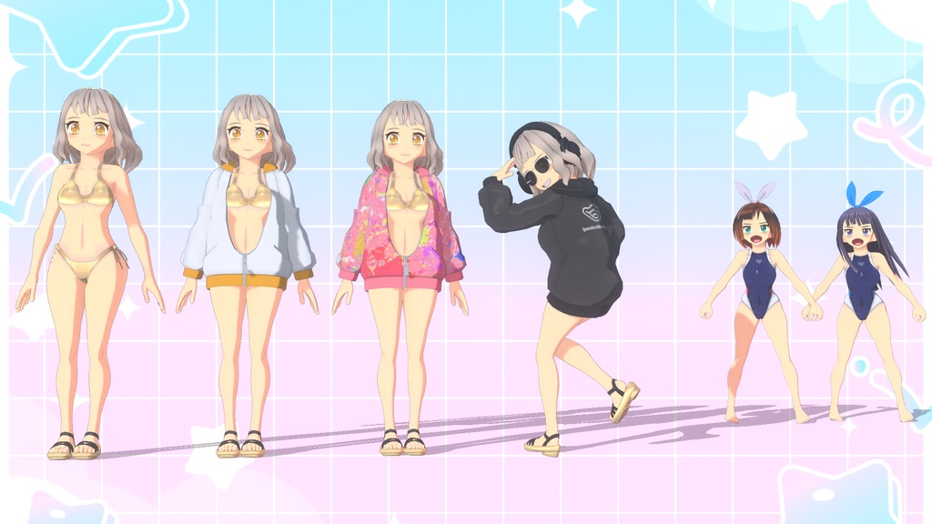 【VRMアバター】水着パーカーミナちゃん