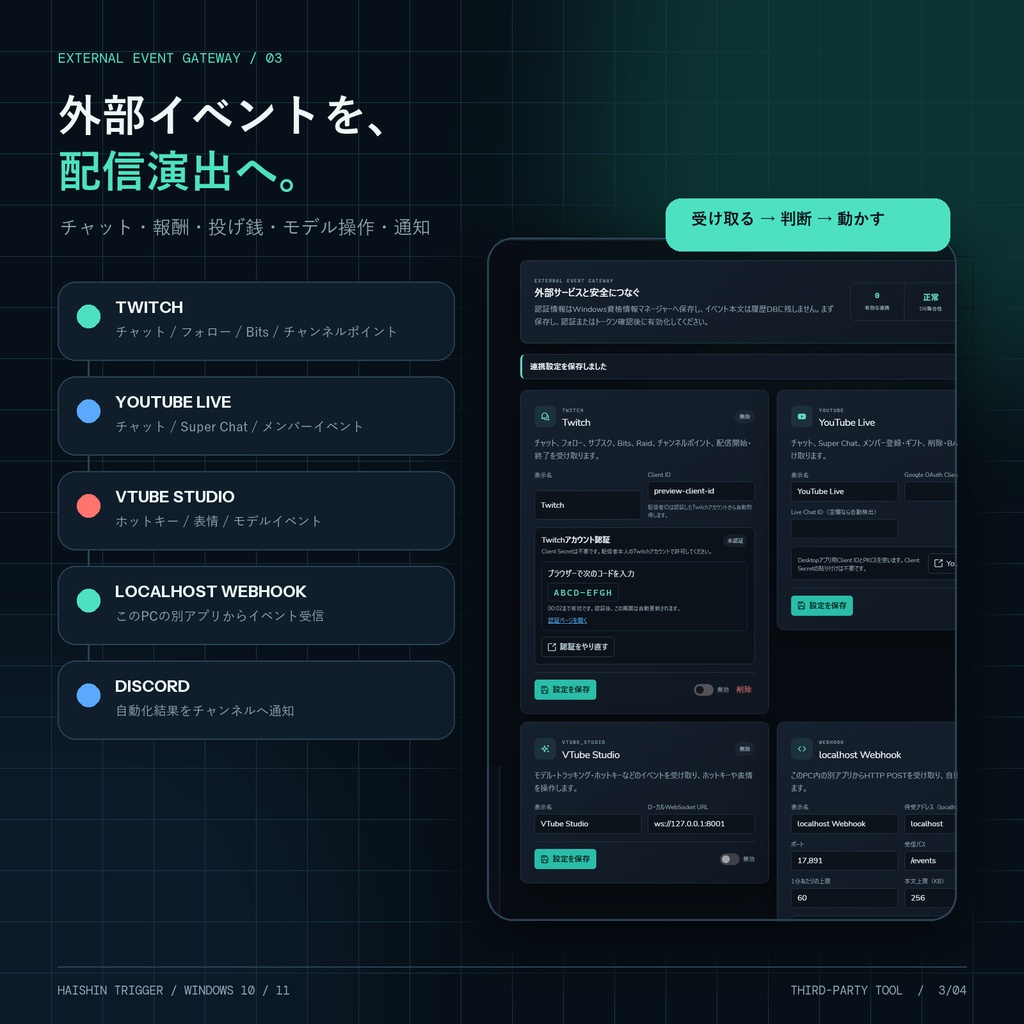 Stream Trigger | 配信トリガー : 配信操作とTwitch・YouTube連動を自動化するWindowsアプリ