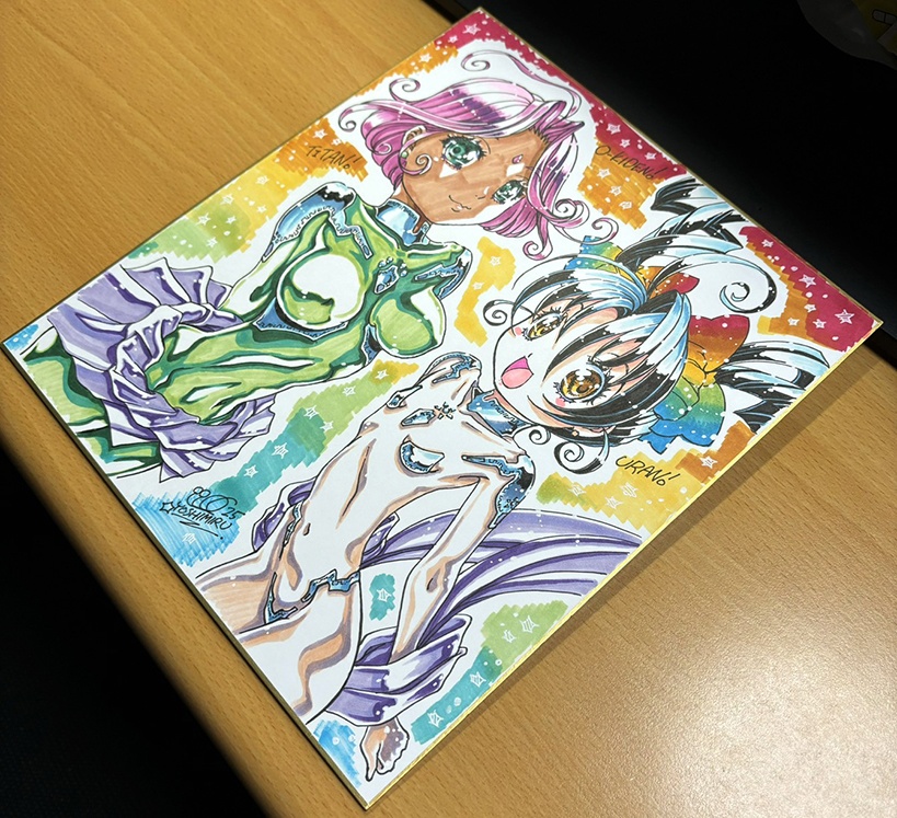 カラーイラスト色紙『卯爛と智探(A)』