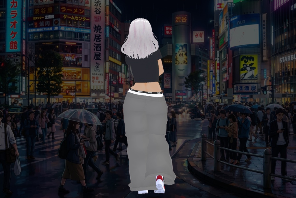 【無料・Vroid衣装】ルーズフィット ローライズ ボトムス ダンス ギャル