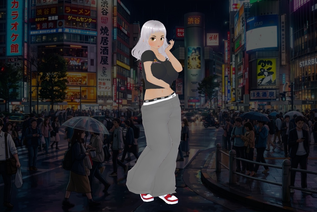 【無料・Vroid衣装】ルーズフィット ローライズ ボトムス ダンス ギャル