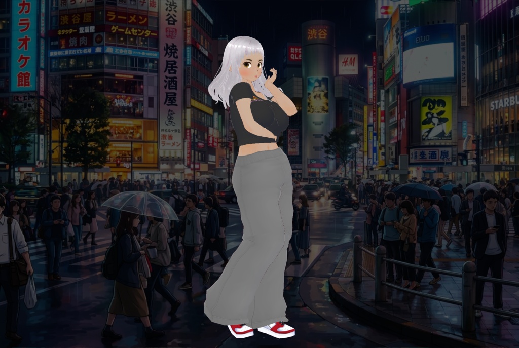 【無料・Vroid衣装】ルーズフィット ローライズ ボトムス ダンス ギャル