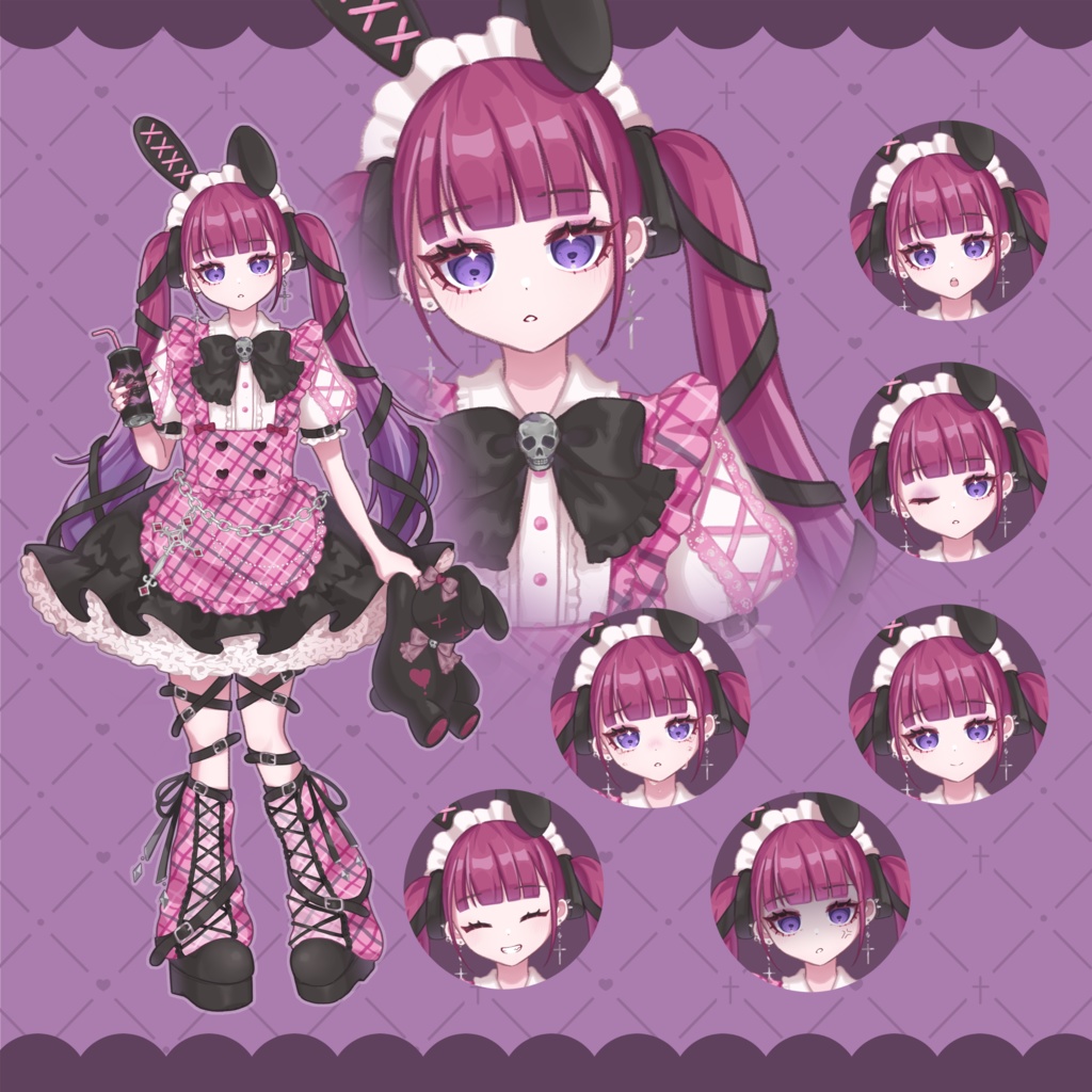 【表情7種】🎀地雷系&パンク風なメイドさん🎀