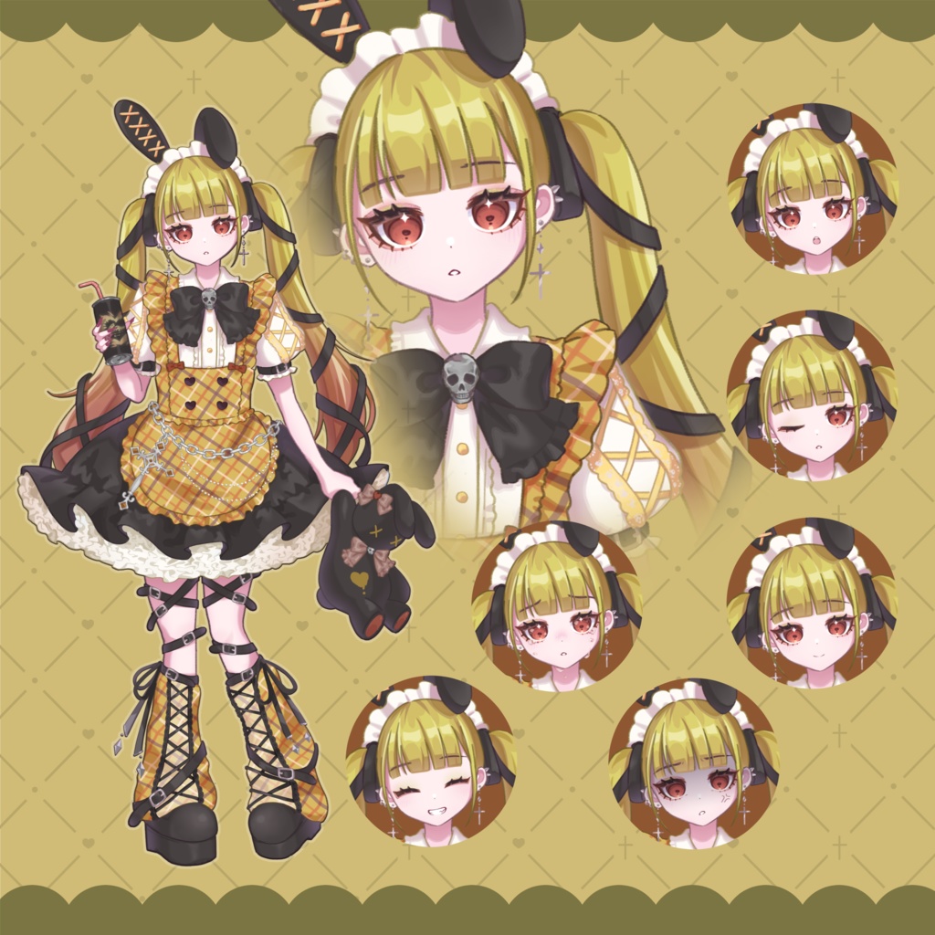 【表情7種】🎀地雷系&パンク風なメイドさん🎀