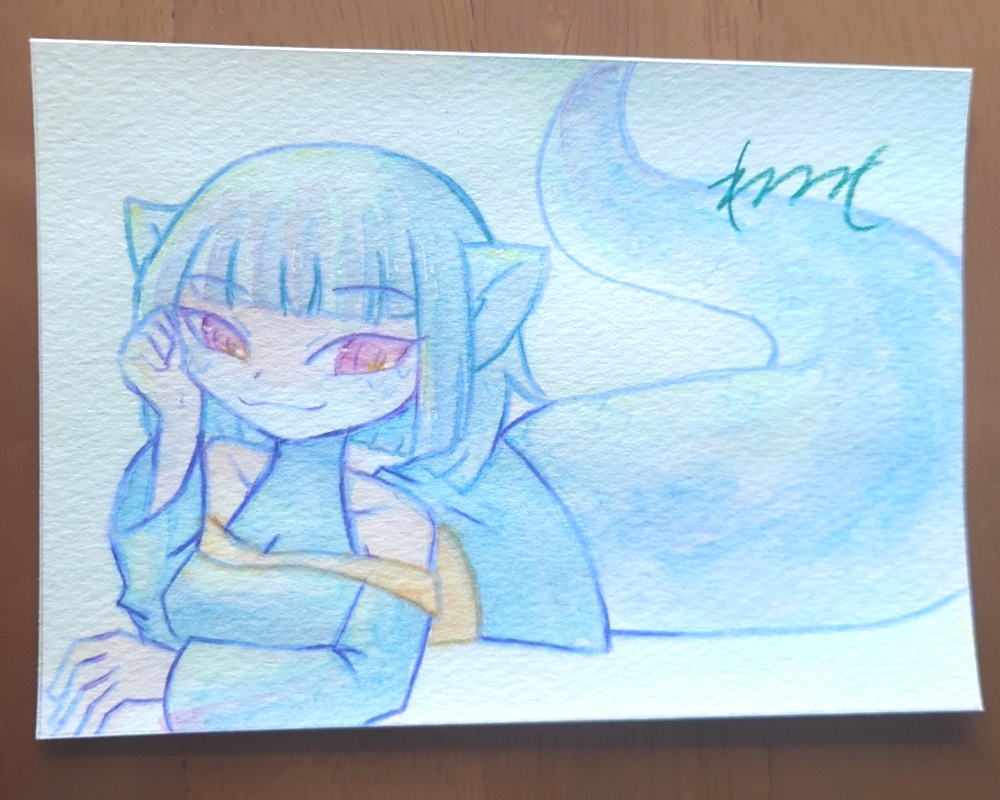 水彩作品「人でない」