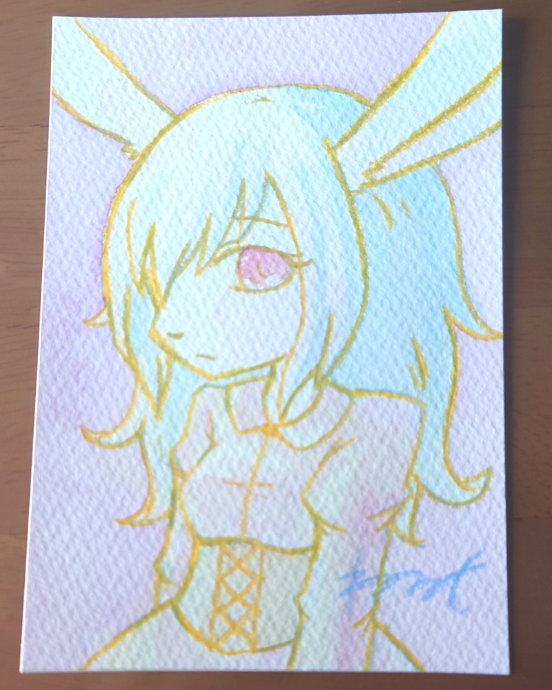 水彩作品「白兎」