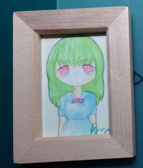 水彩作品「少女-緑」