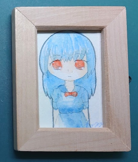 水彩作品「少女-青」