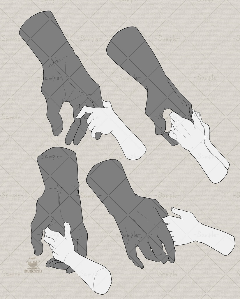 【トレス可】体格差のある手のポーズ・素材