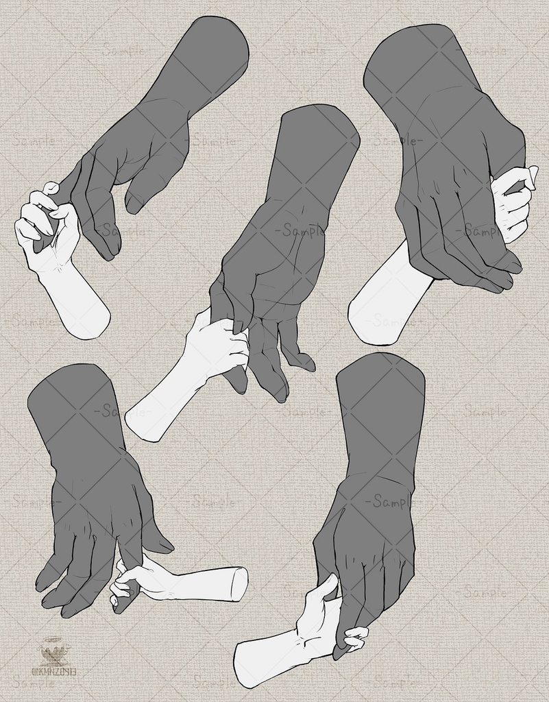 【トレス可】体格差のある手のポーズ・素材