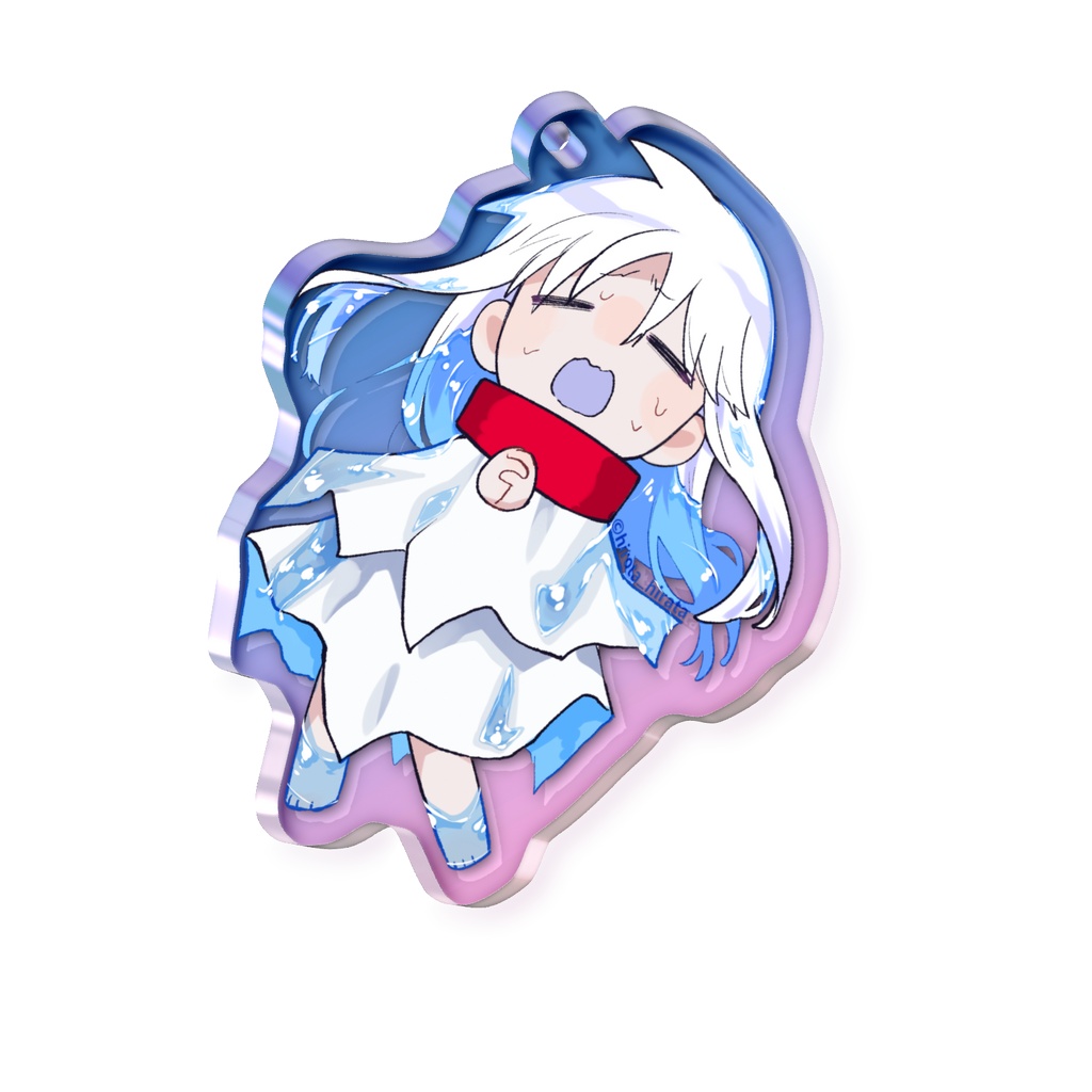 水面のてるてるちゃんオーロラアクキー