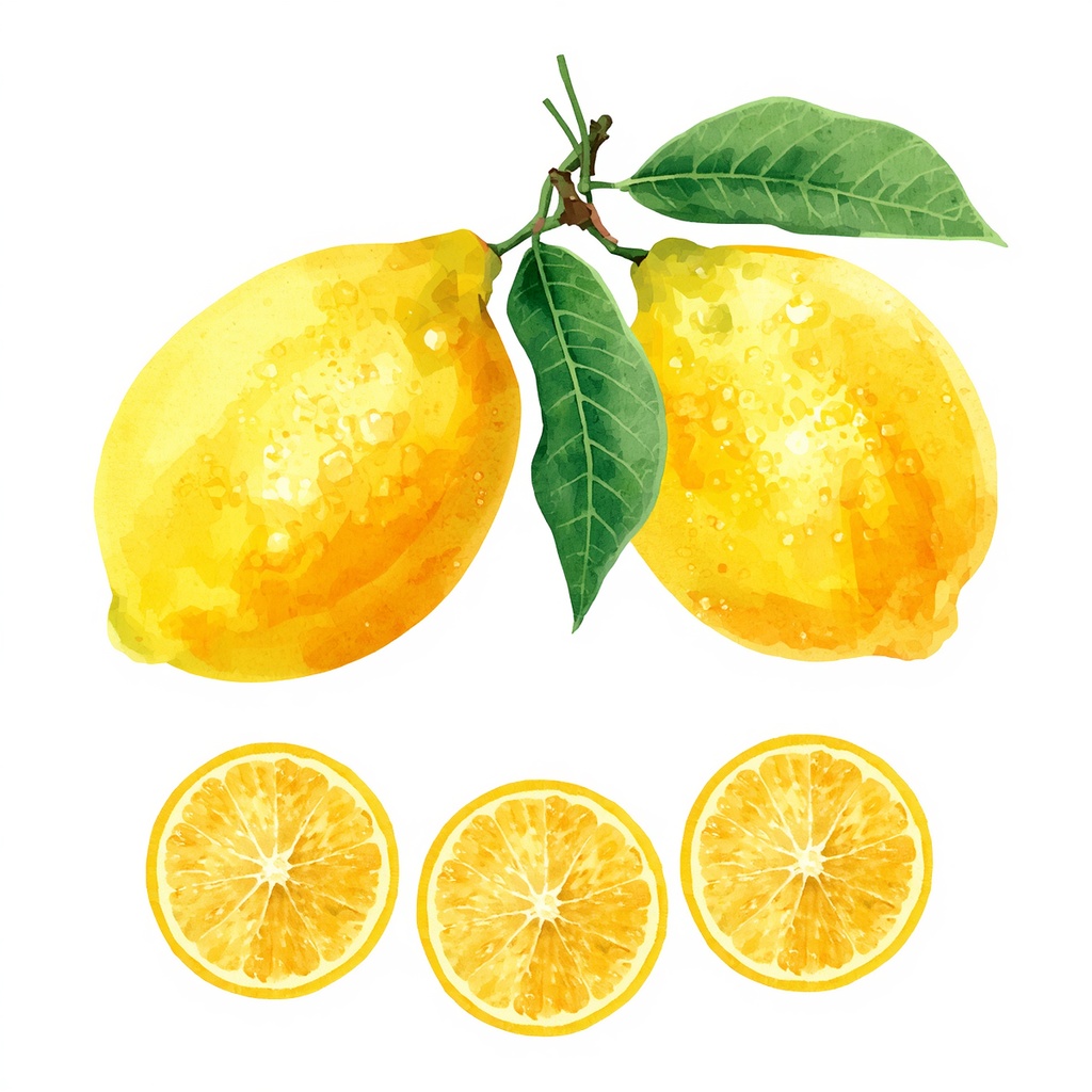 ボタニカル水彩画・フルーツクリップアート 10種セット【背景透過PNG】