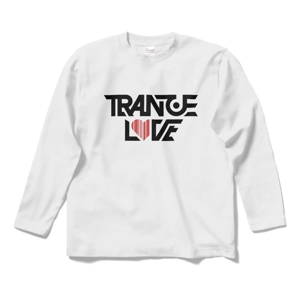 自作ロゴ長袖シャツ「TRANCE LOVE」白
