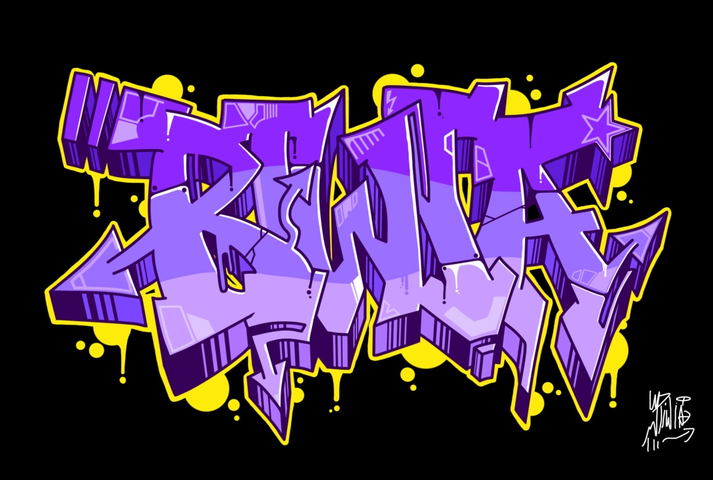 自作グラフィティTシャツ「RIWIA」