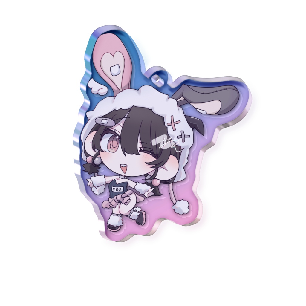 村主恋百合　ふわふわバニー　オーロラアクリルキーホルダー