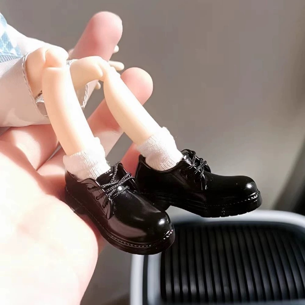 オビツ11 24　靴　紐付きレザーシューズ　ブラック　黒