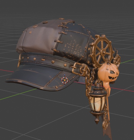 【３Dモデル】ハロウィン スチームパンク ツギハギキャスケット帽