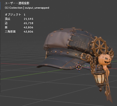 【3Dモデル】ハロウィン スチームパンク ツギハギキャスケット帽