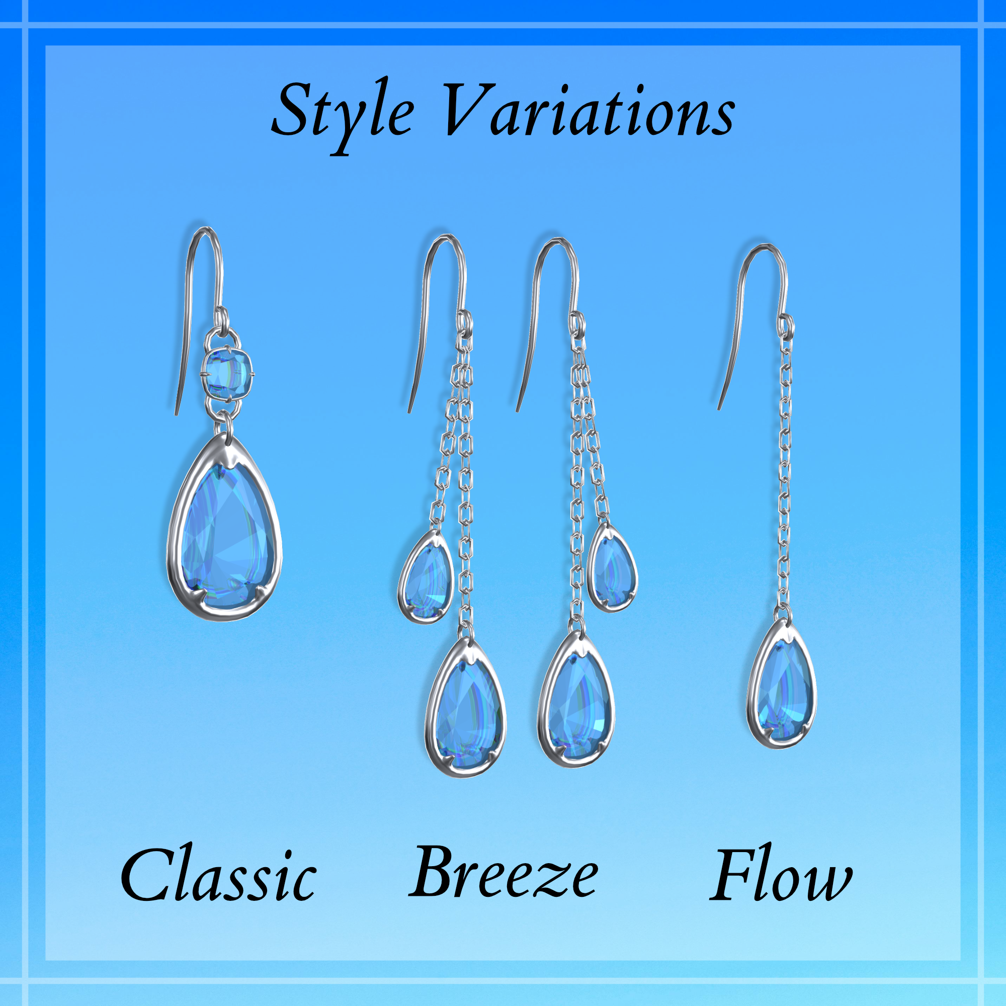 Azure Drop Earrings - Zephyr Aire - BOOTH