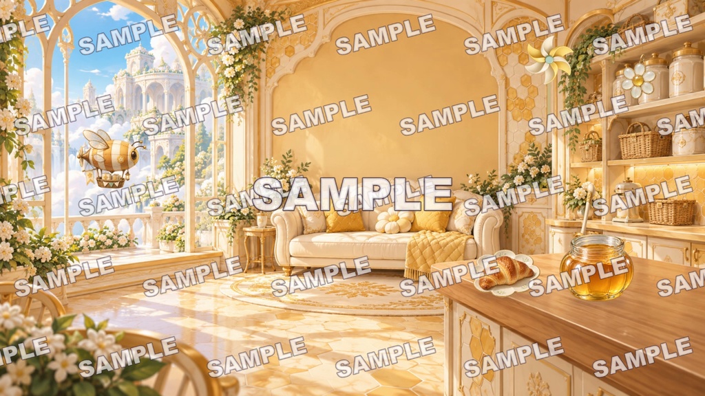 はちみつ雲のベーカリー｜動くVTuber配信背景・72秒ループ｜MP4＋ローカルHTML