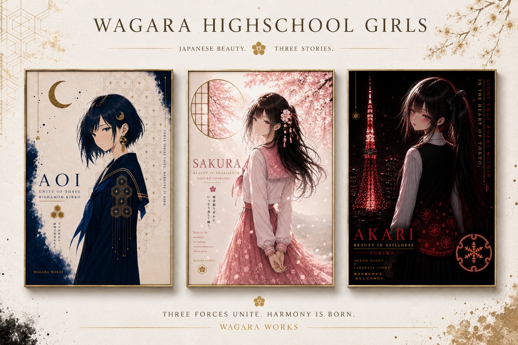 WAGARA GIRLS  Japanese Pattern Poster Collection