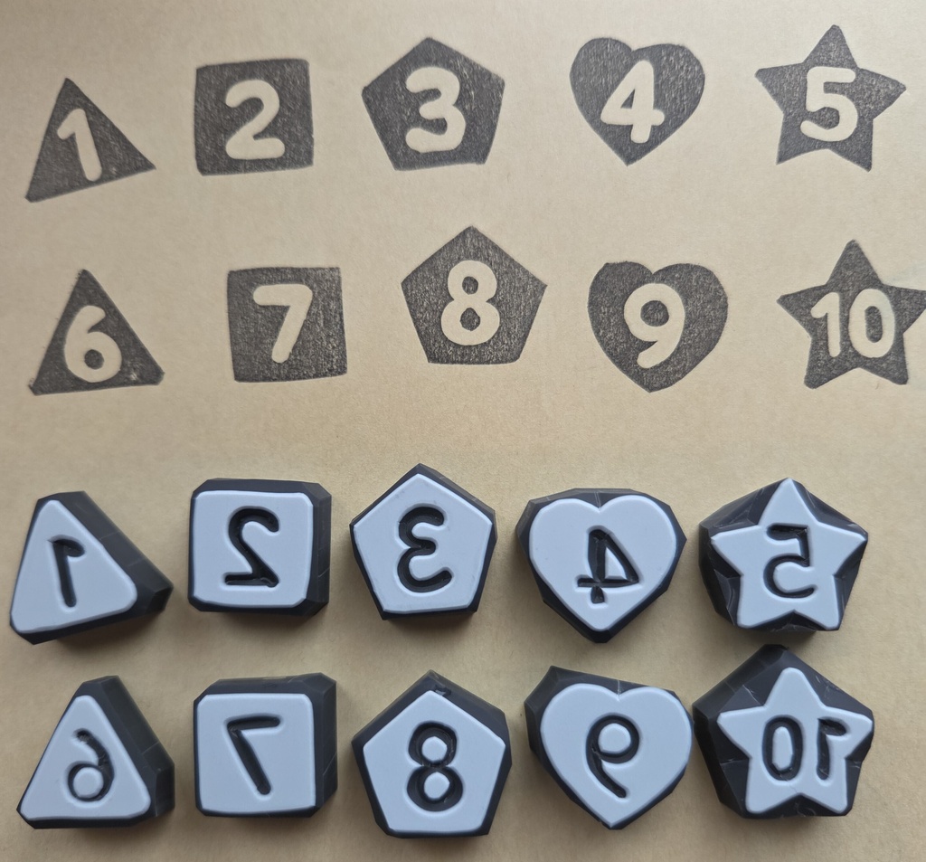 図形×数字はんこ10個セット(ハンドメイド)
