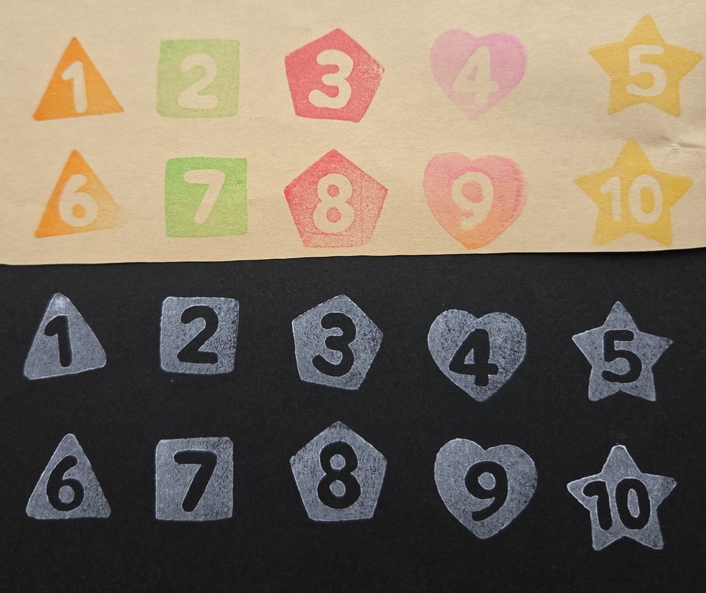 図形×数字はんこ10個セット(ハンドメイド)