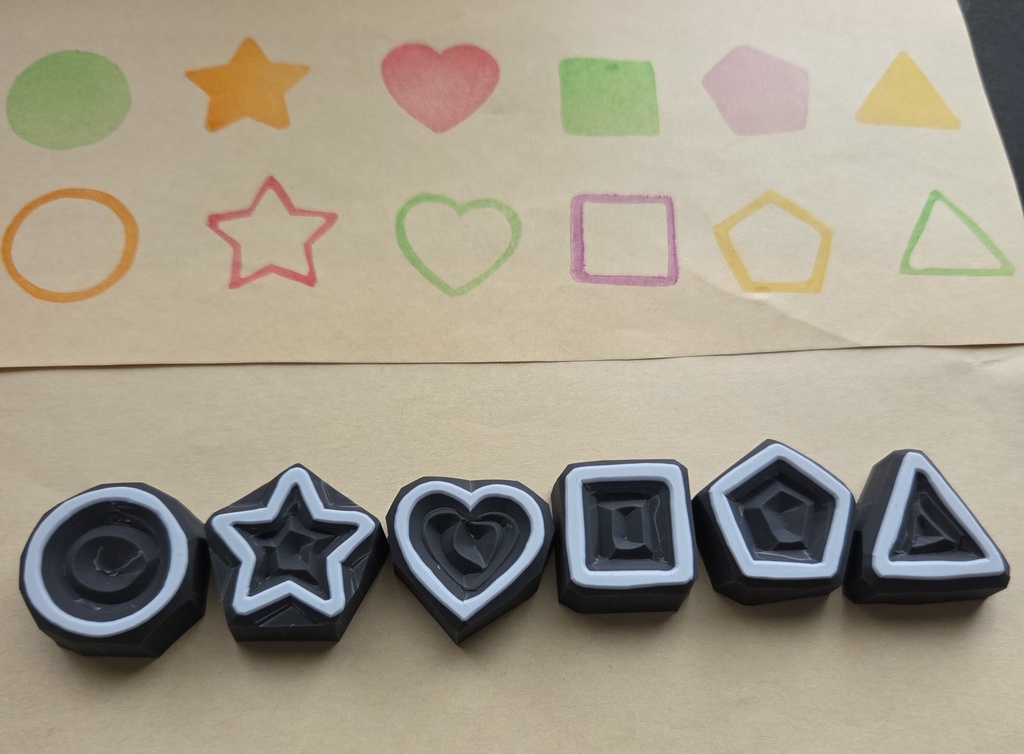 図形スタンプ白抜き 6種セット 形遊び　ハンドメイド