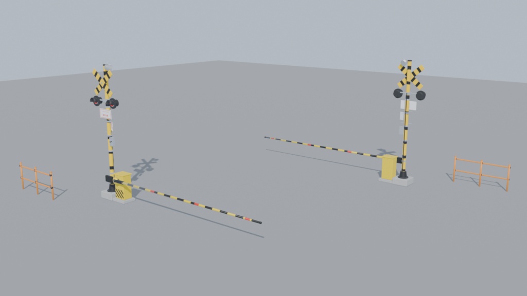 【3Dモデル】日本の踏切セット|警報機・遮断機・柵|Blender・FBX・GLB