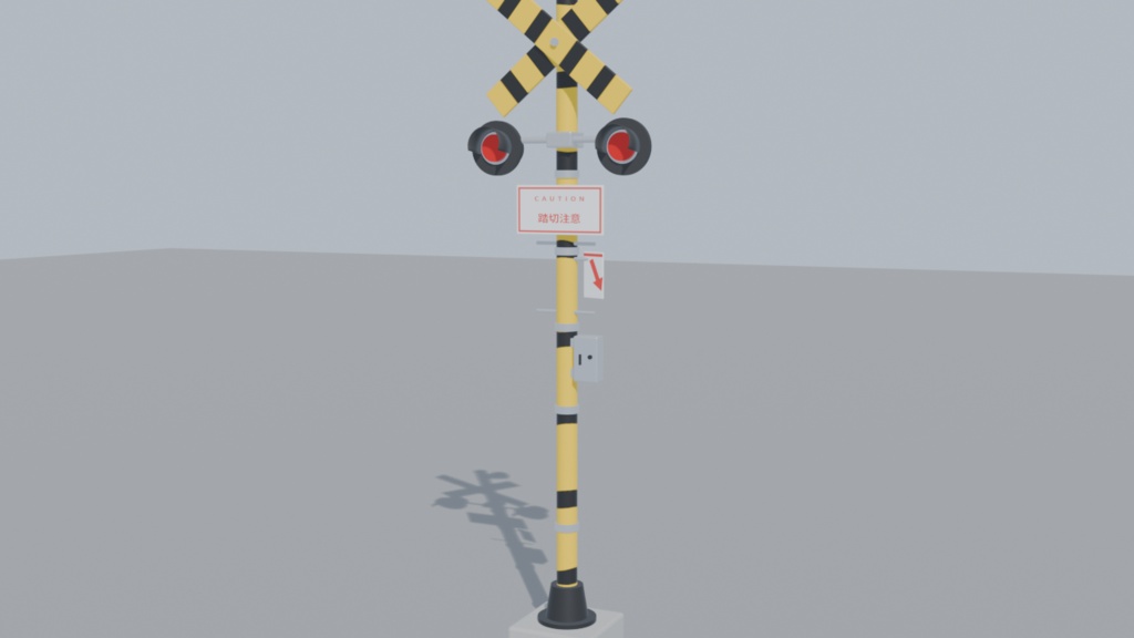 【3Dモデル】日本の踏切セット|警報機・遮断機・柵|Blender・FBX・GLB
