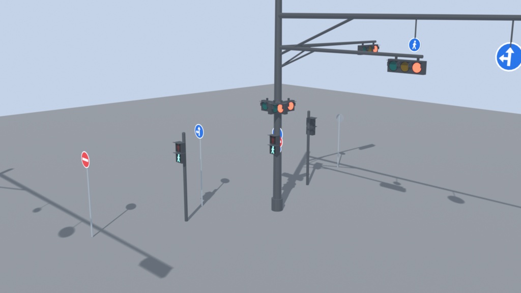【3Dモデル】日本の信号機・道路標識セット 6種|Blender・FBX・GLB