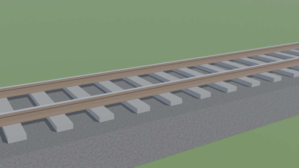 【3Dモデル】線路・架線・架線柱セット|50m直線モジュール/Blender・FBX・GLB