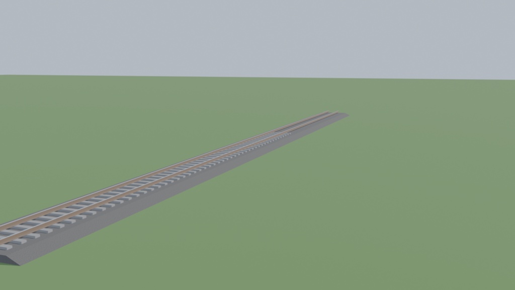 【3Dモデル】線路・架線・架線柱セット|50m直線モジュール/Blender・FBX・GLB