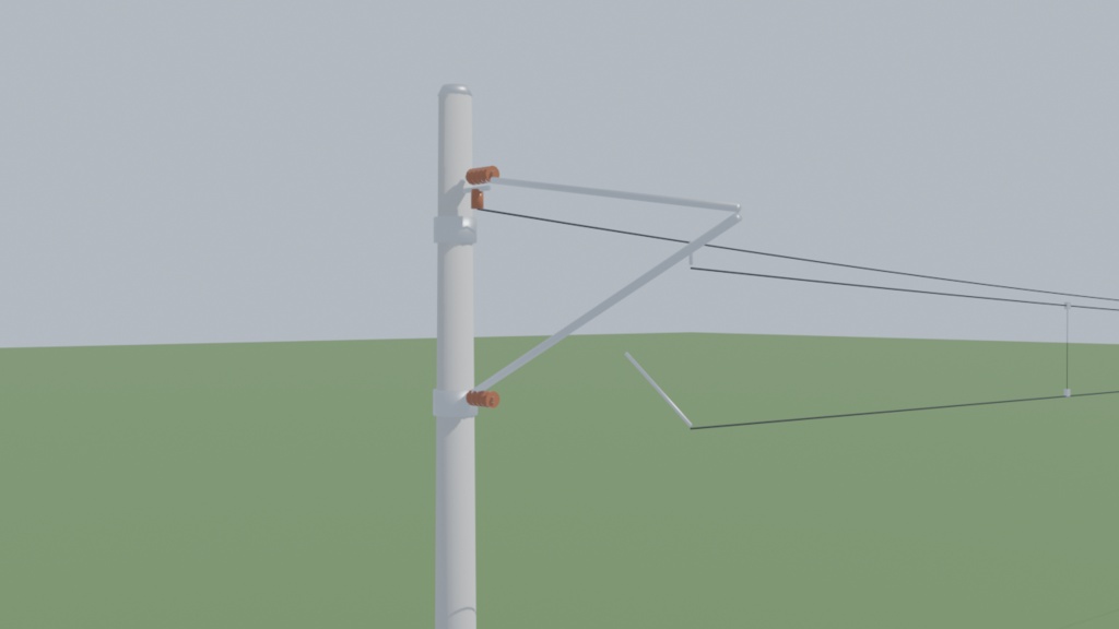 【3Dモデル】線路・架線・架線柱セット|50m直線モジュール/Blender・FBX・GLB