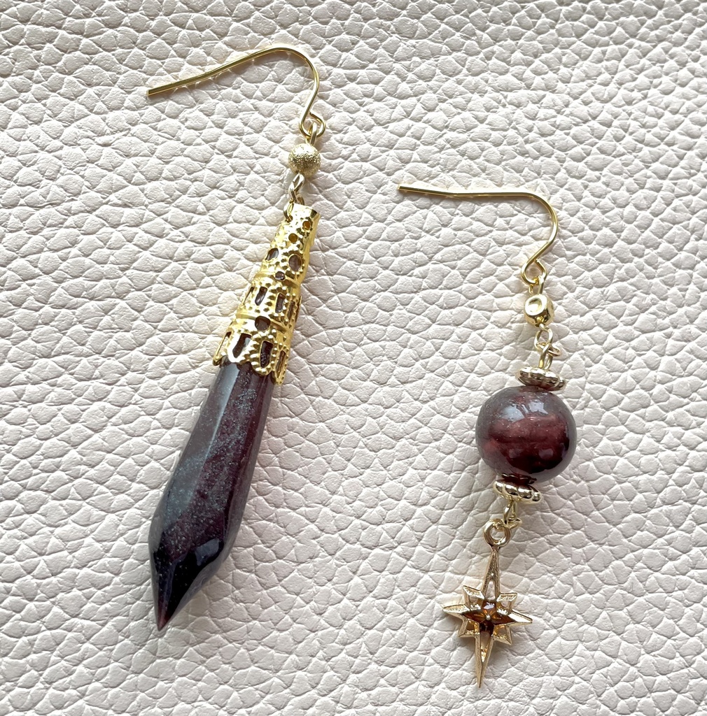 原神・鍾離イメージ・アシンメトリーピアス(イヤリング等変更可能)