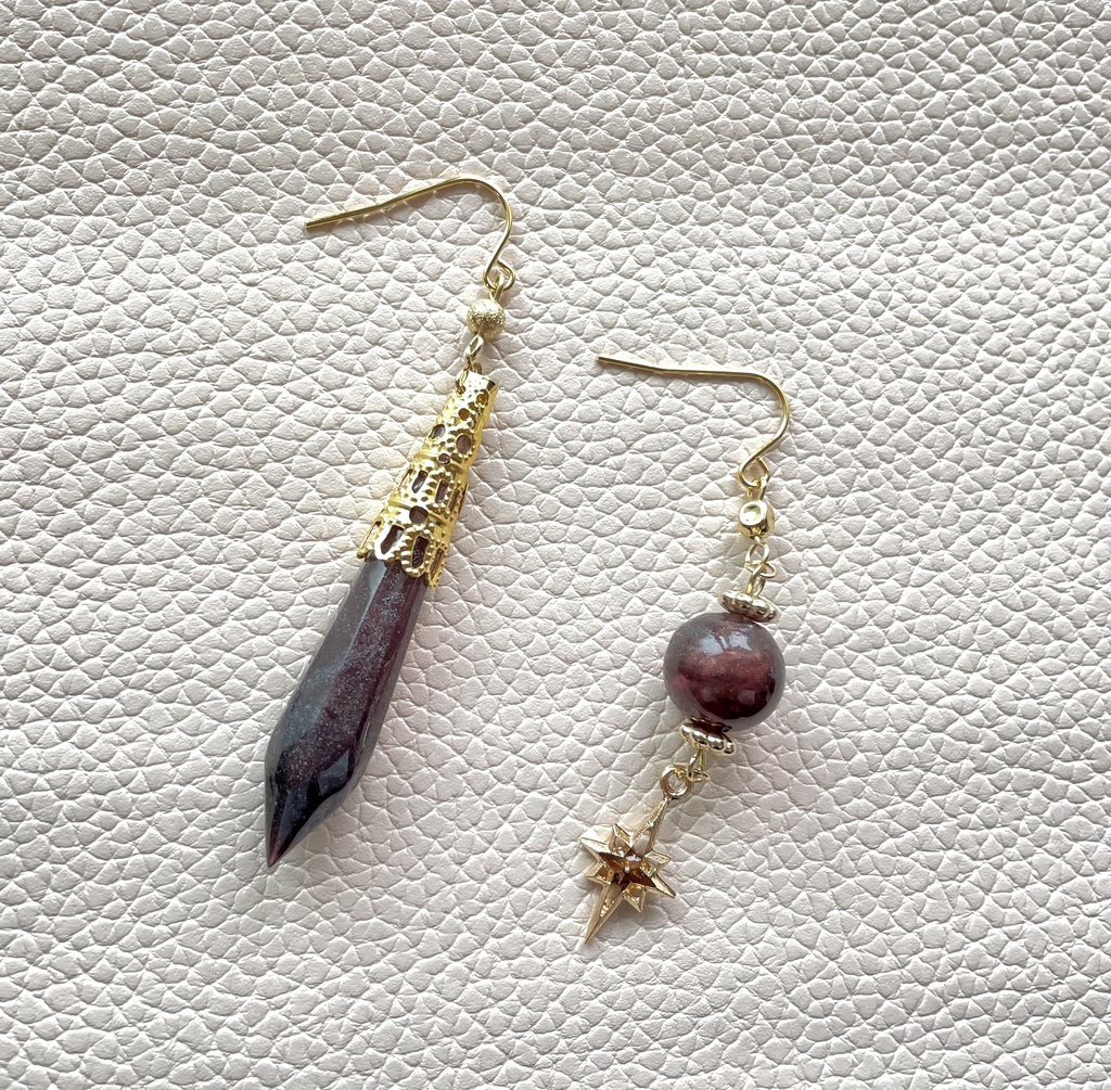 原神・鍾離イメージ・アシンメトリーピアス(イヤリング等変更可能)