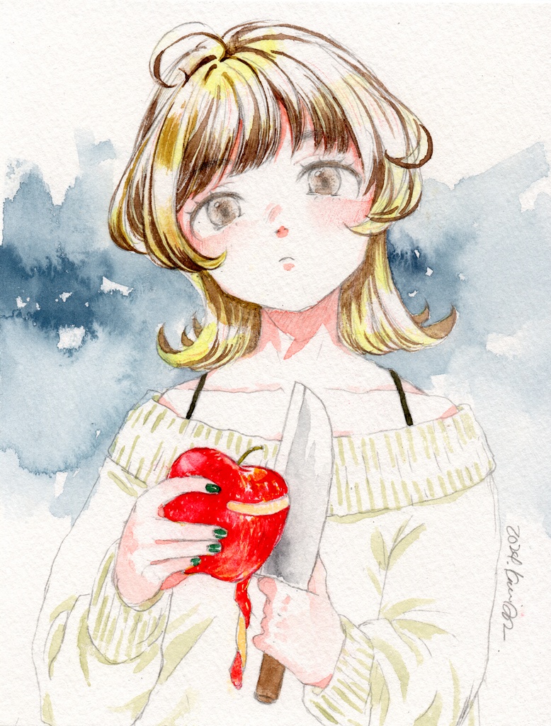 ドローイング/りんごの皮むきちゃん